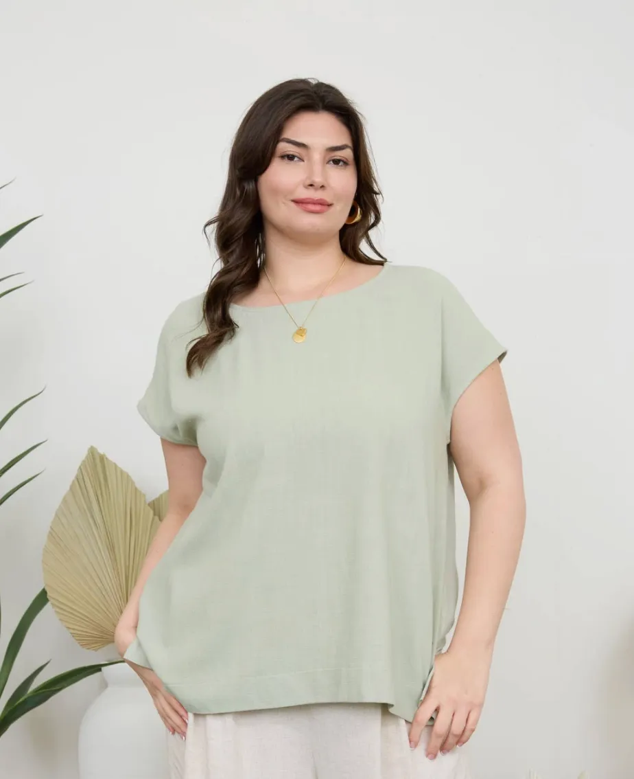 CURVE Linen Tee (2 colors) sold by Valencia Boutique