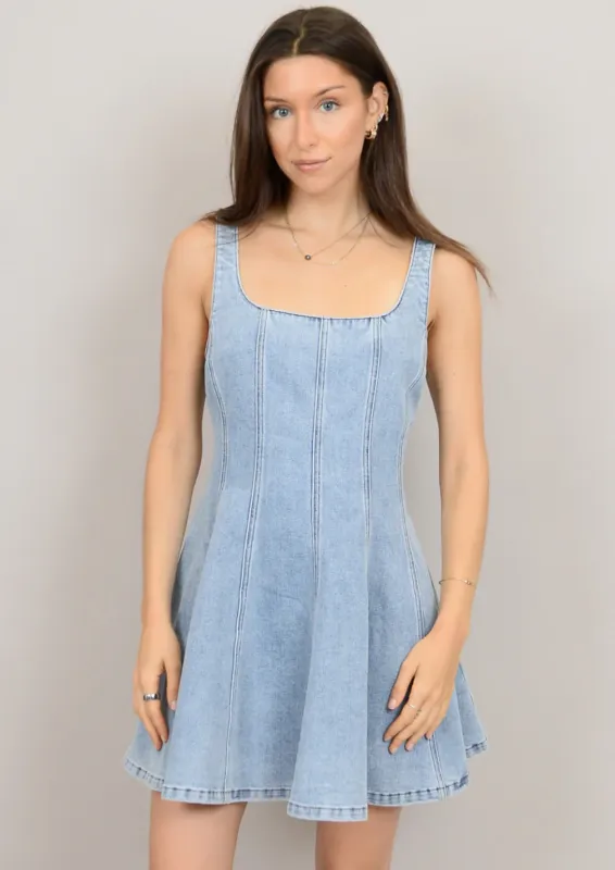 Denim Bustier Flare Mini Dress | Parallel