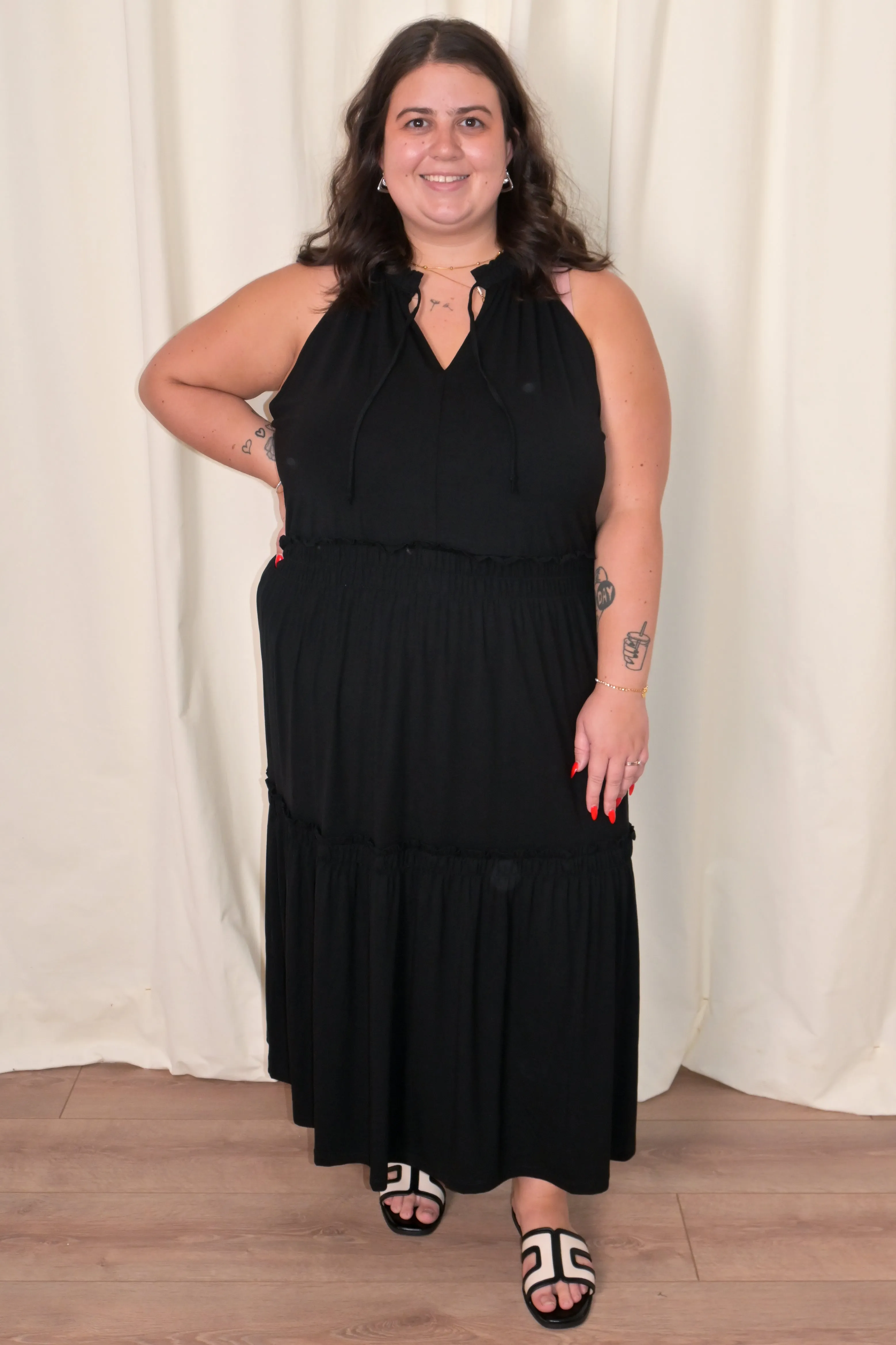 CURVE Soft Tiered Midi Dress sold by Valencia Boutique