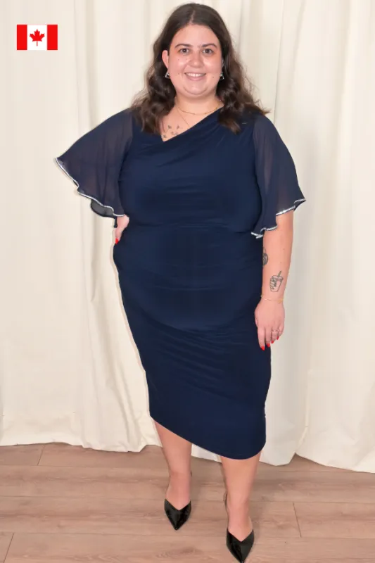 CURVE Sheath Dress with Rhinestone Trim made by Joseph Ribkoff