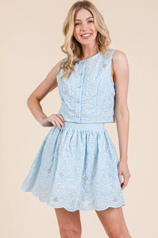 Eyelet Skirt and Top Set sold by Valencia Boutique