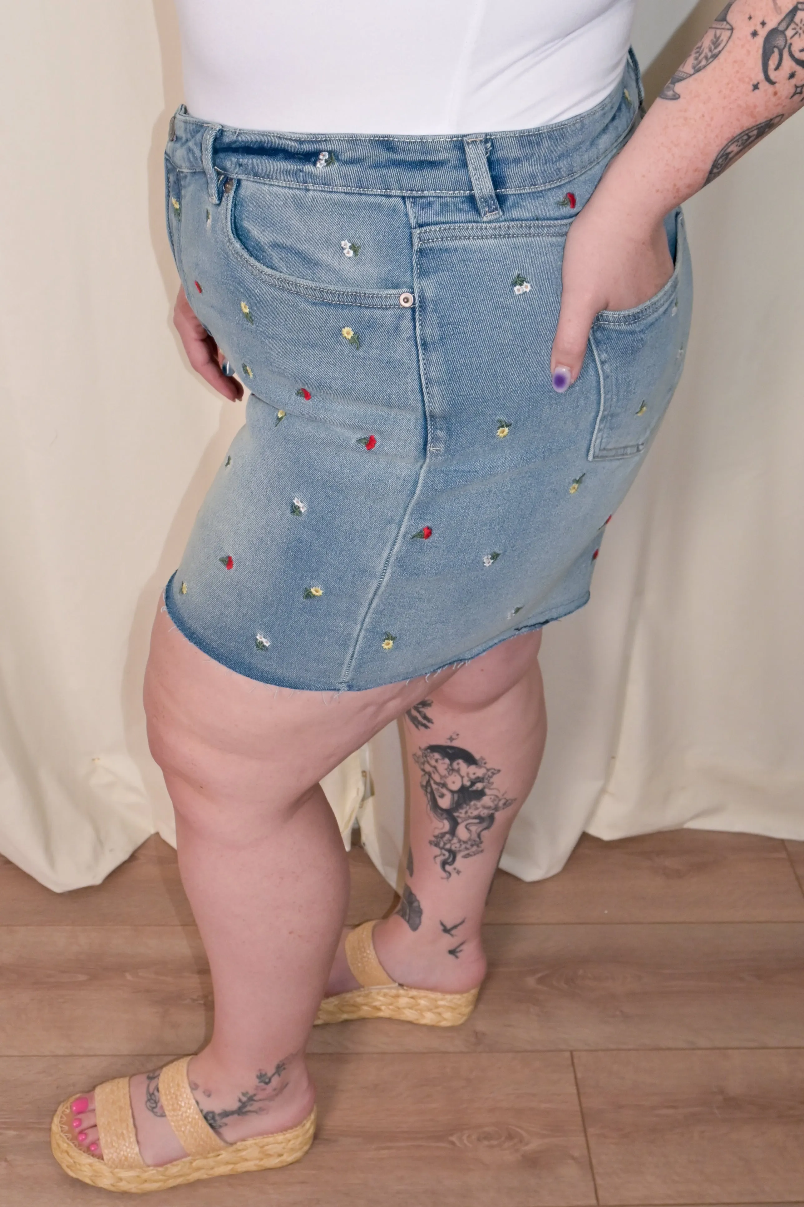 CURVE Embroidered Jean Shorts sold by Valencia Boutique product image thumbnail 5