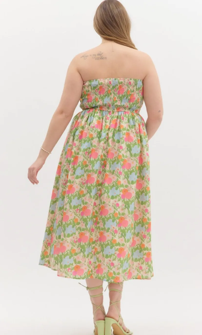 Pleated Strapless Midi Dress (S-2X) sold by Valencia Boutique product image thumbnail 4