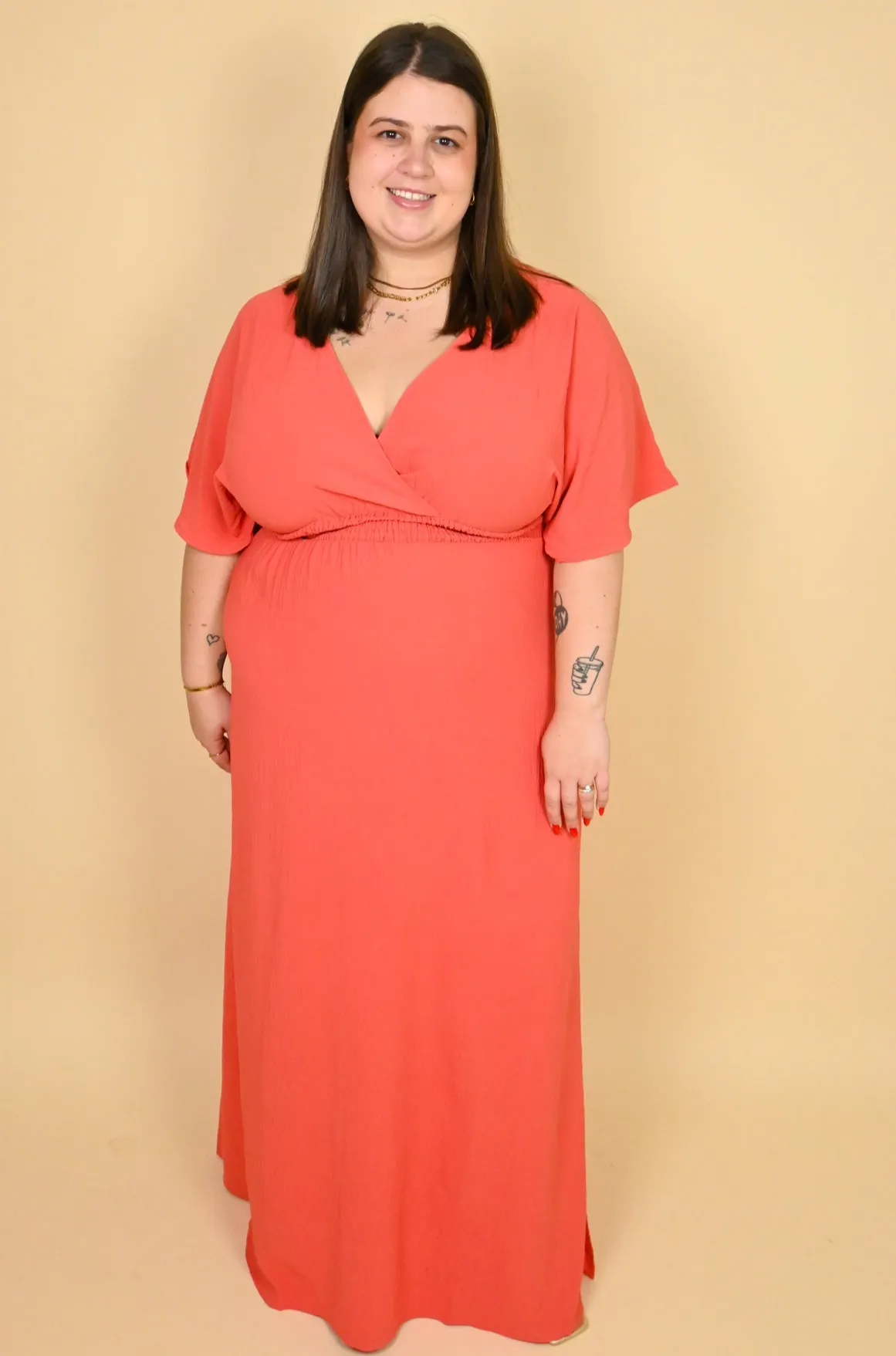 CURVE Faux Wrap Maxi Dress sold by Valencia Boutique