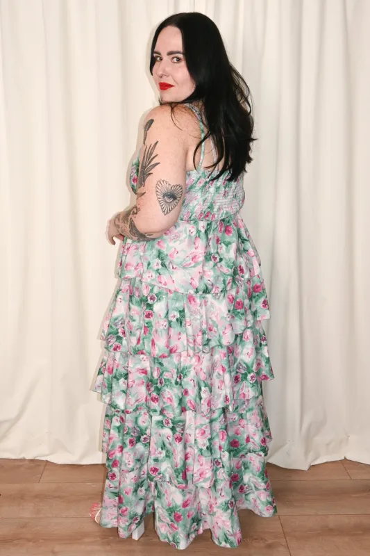 CURVE Garden Floral Tiered Dress sold by Valencia Boutique