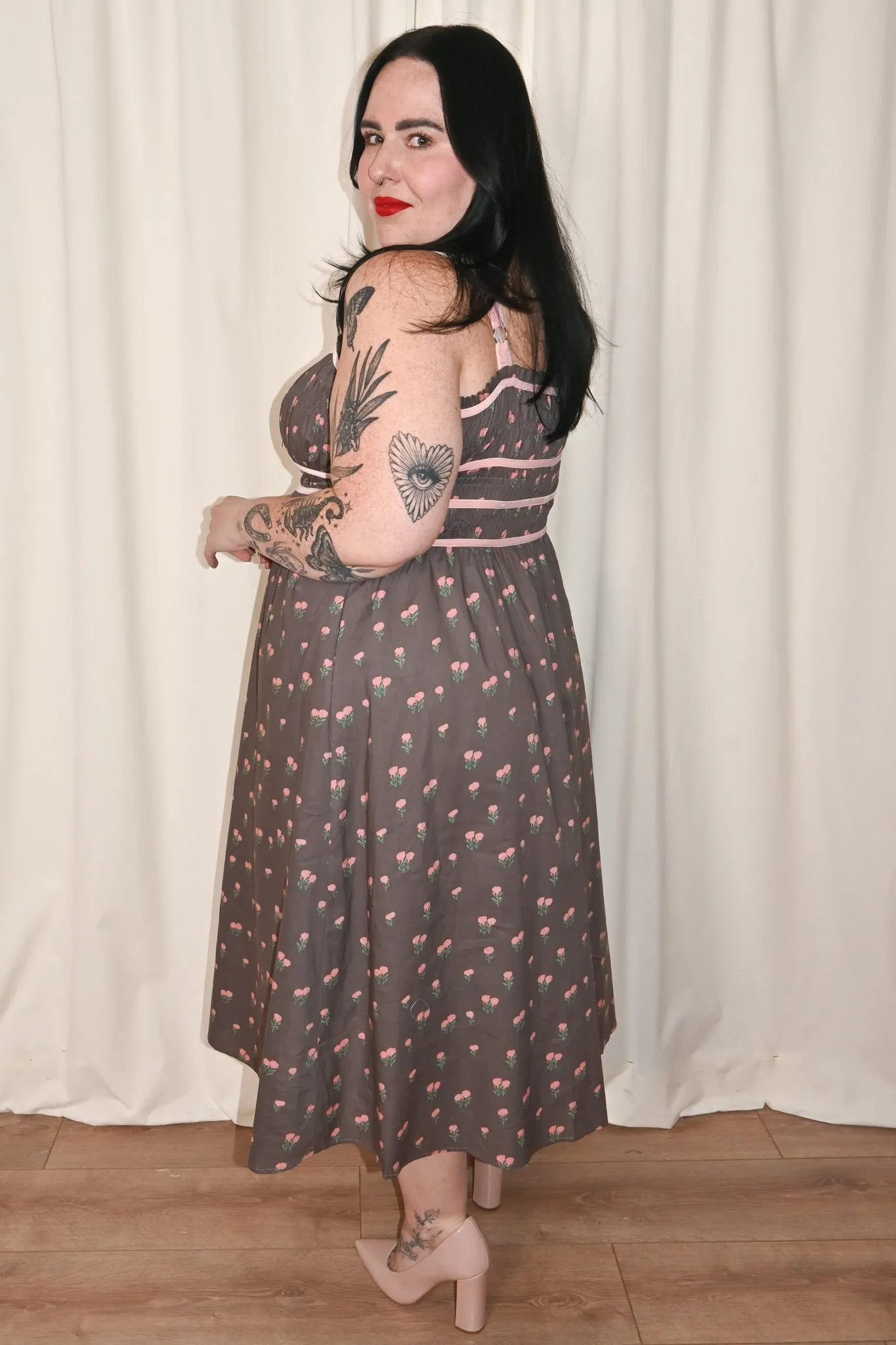 CURVE Mocha Floral Midi Dress sold by Valencia Boutique product image thumbnail 3