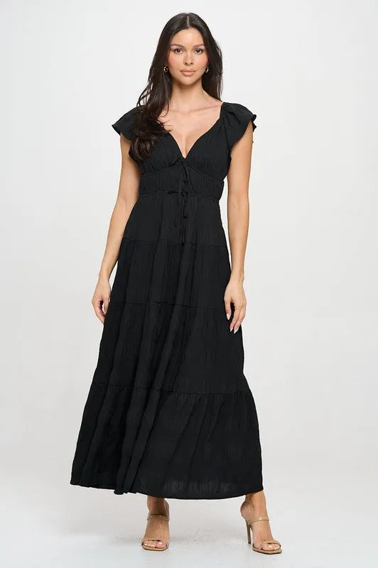 V-neck Crinkle Maxi Dress (S-3X) sold by Valencia Boutique