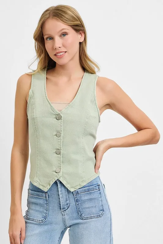 Kory Denim Vest (S-3X) sold by Valencia Boutique product image thumbnail 2