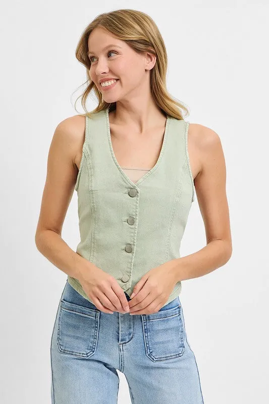 Kory Denim Vest (S-3X) sold by Valencia Boutique product image thumbnail 3
