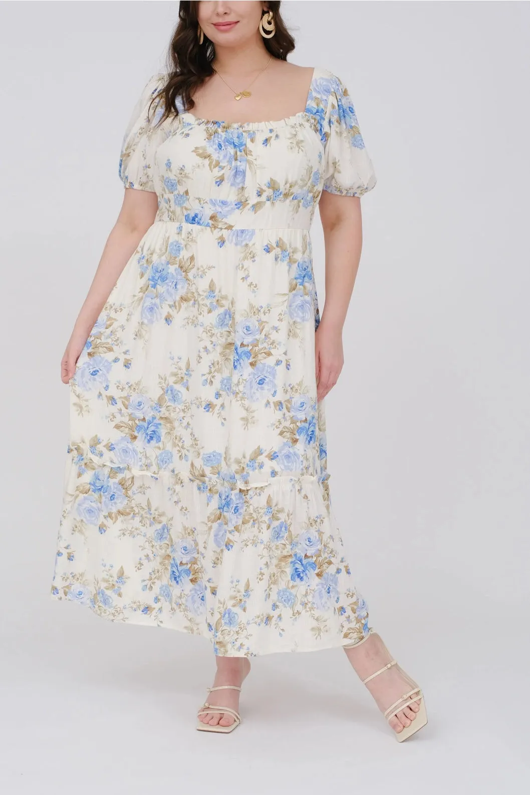 Short Sleeve Floral Midi Dress (S-3X) sold by Valencia Boutique product image thumbnail 2