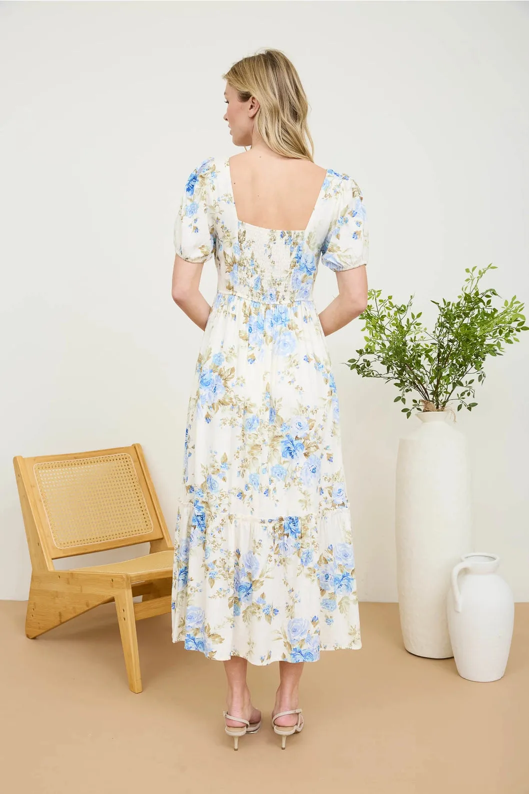 Short Sleeve Floral Midi Dress (S-3X) sold by Valencia Boutique product image thumbnail 5