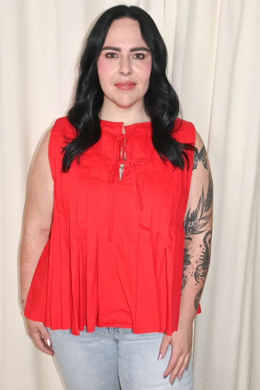 Poplin Pleated Top (S-3X) sold by Valencia Boutique