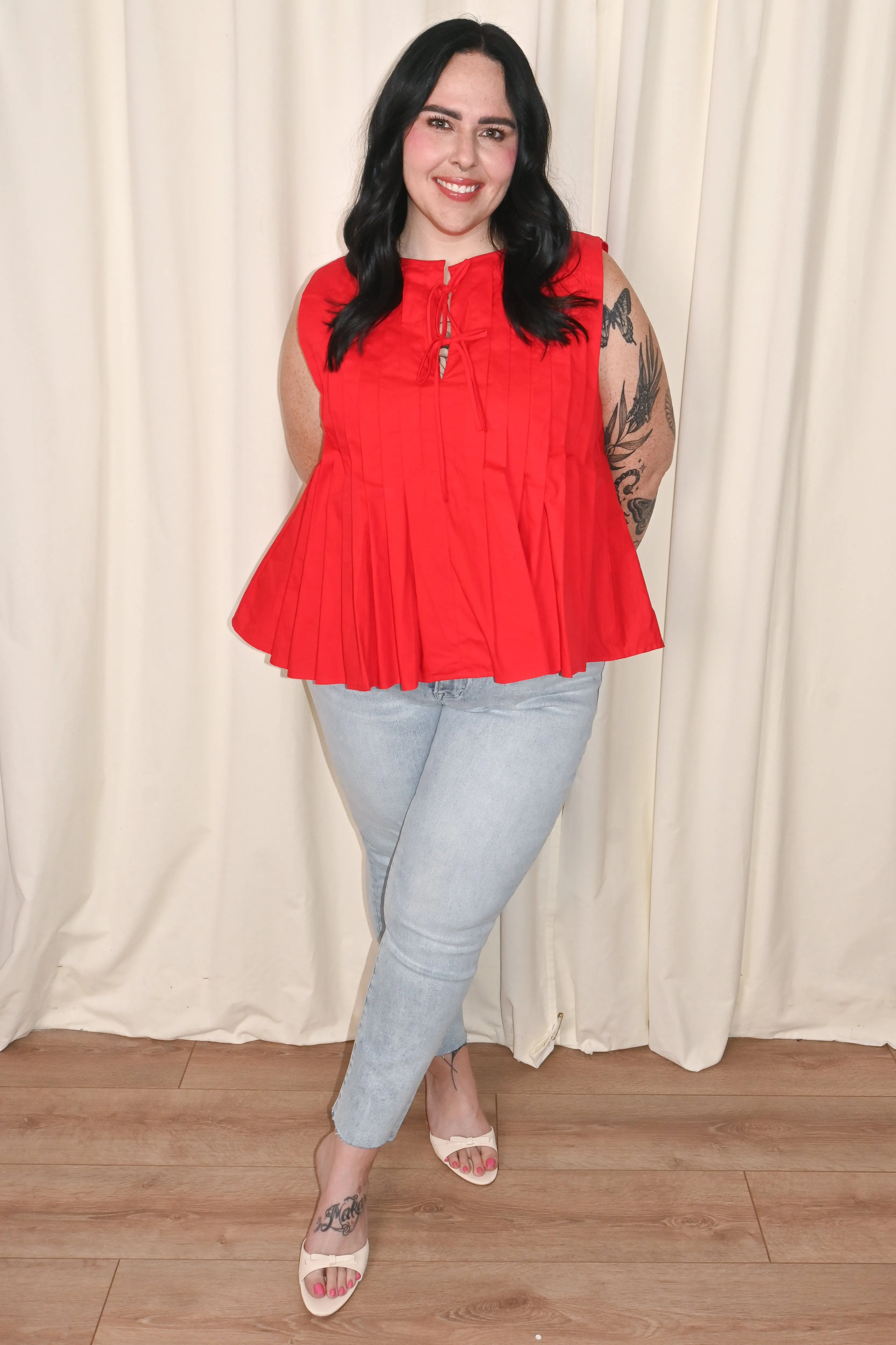 Poplin Pleated Top (S-3X) sold by Valencia Boutique product image thumbnail 2