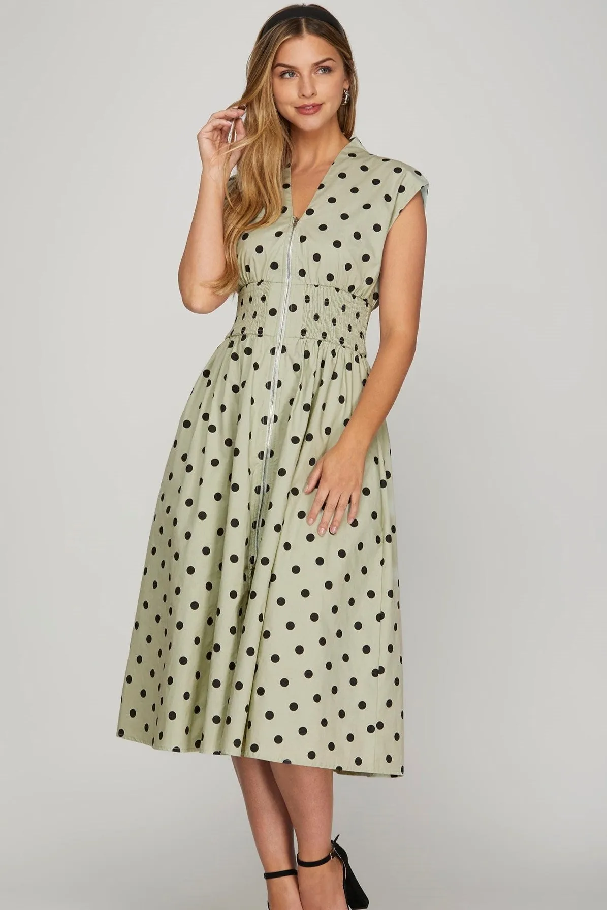 Polka Dot Midi Dress (S-2X) sold by Valencia Boutique product image thumbnail 2