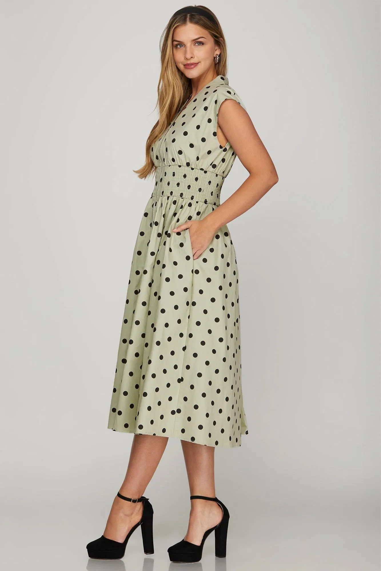 Polka Dot Midi Dress (S-2X) sold by Valencia Boutique product image thumbnail 5