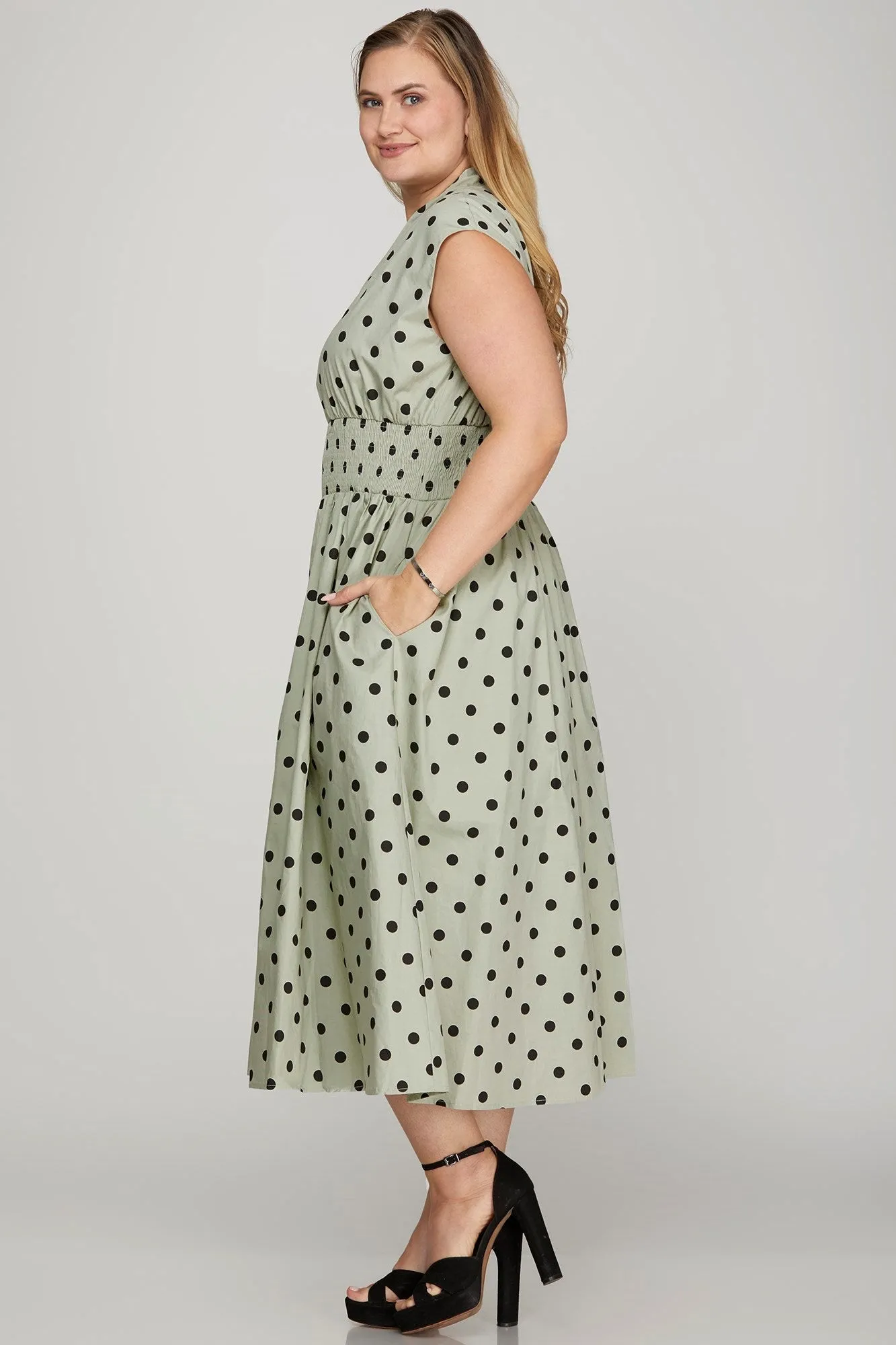 Polka Dot Midi Dress (S-2X) sold by Valencia Boutique product image thumbnail 4