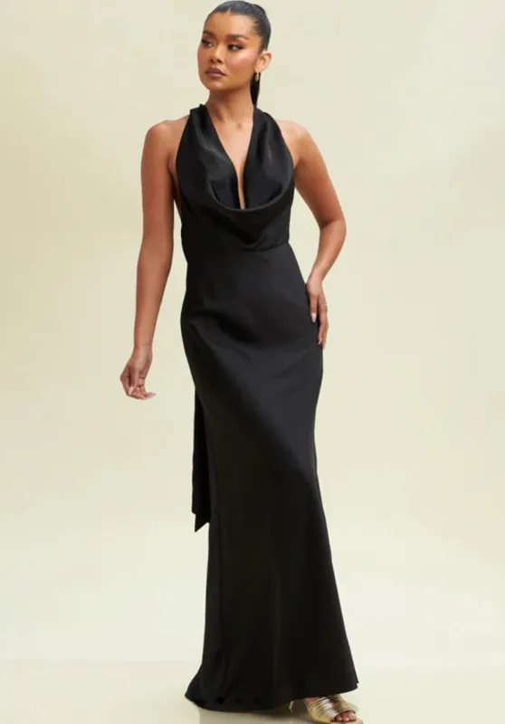 Satin Halter Maxi Dress sold by Valencia Boutique