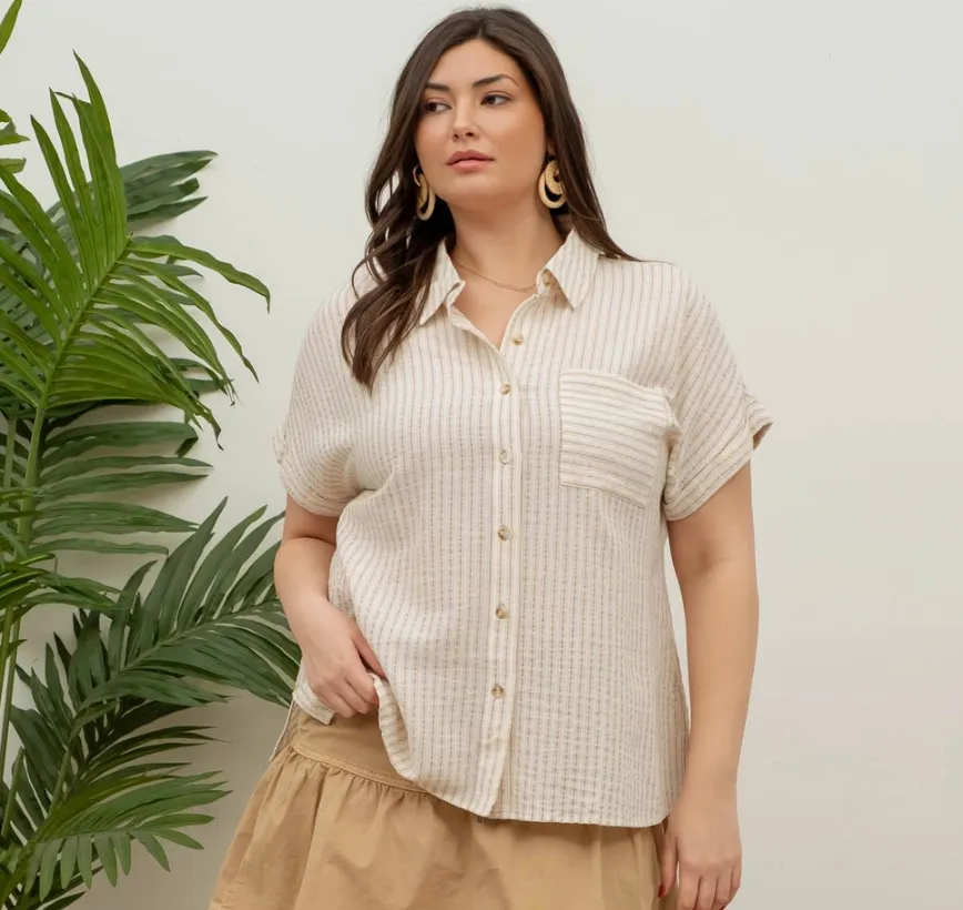 CURVE Linen Stripe Top sold by Valencia Boutique product image thumbnail 3