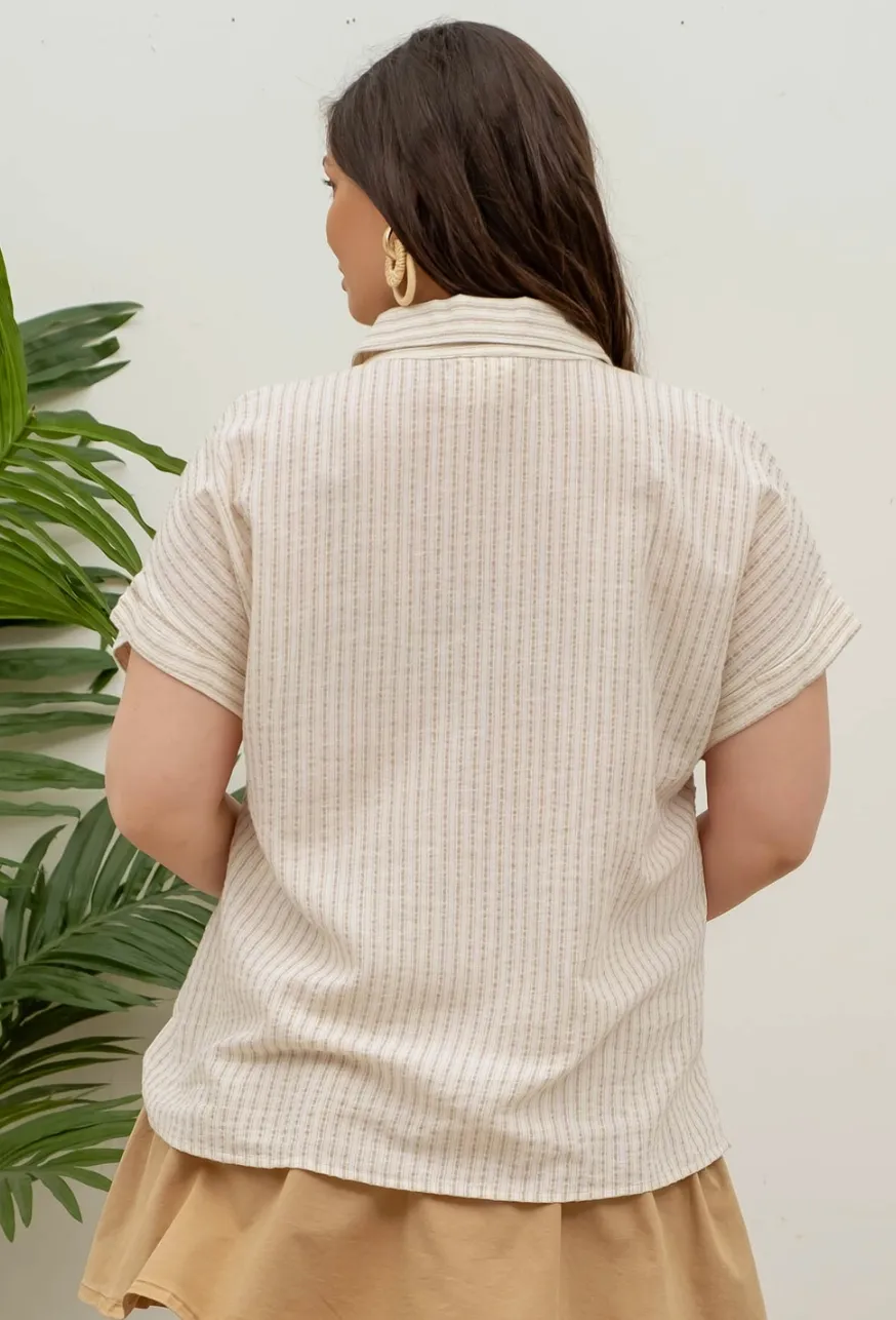 CURVE Linen Stripe Top sold by Valencia Boutique product image thumbnail 2