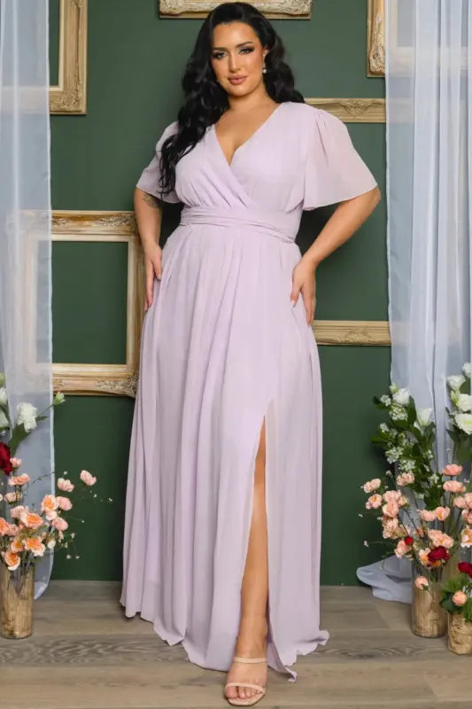 CURVE Lavender Chiffon Wrap Dress sold by Valencia Boutique