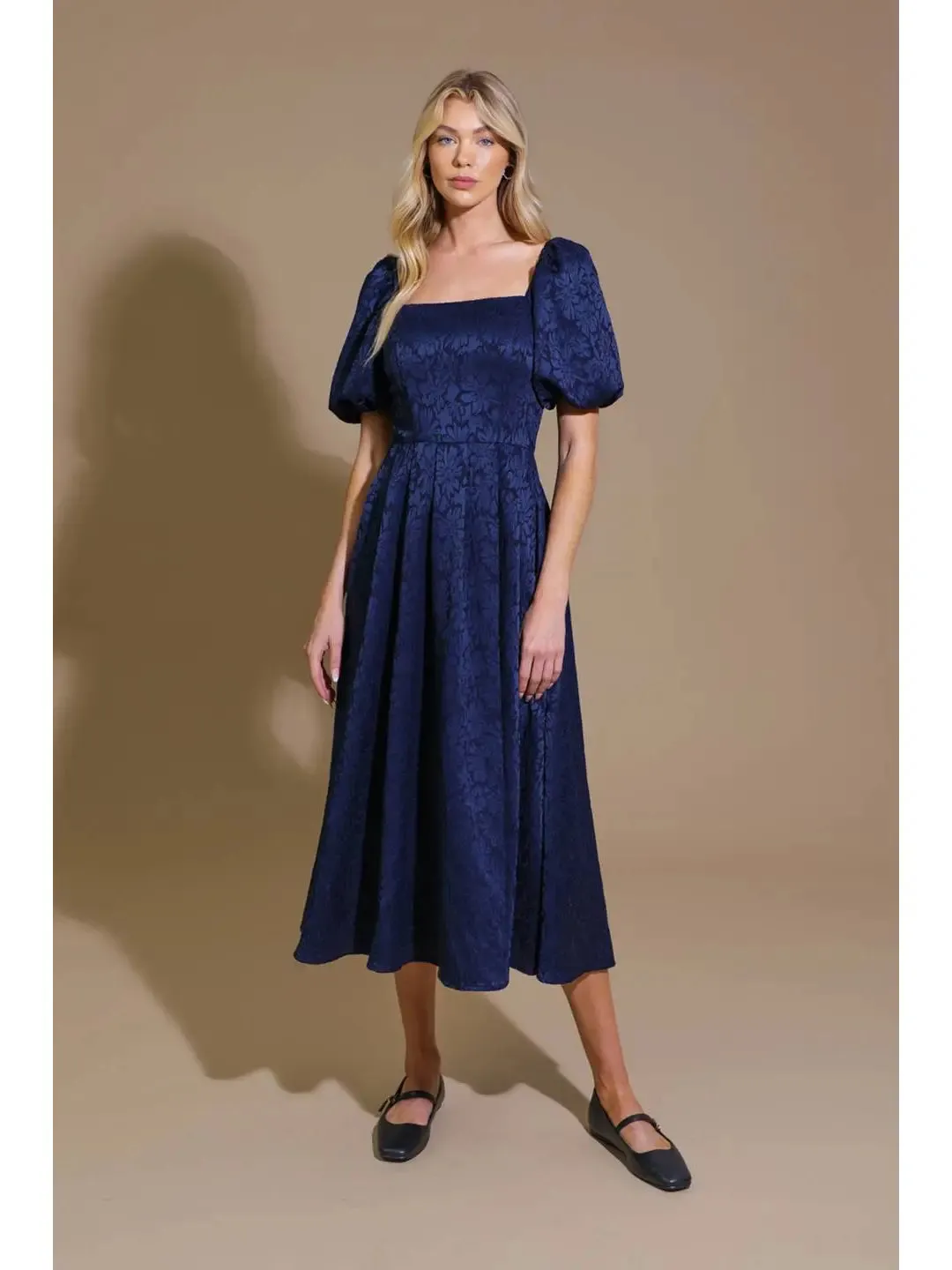 Tonal Floral Fit & Flare Midi Dress sold by Valencia Boutique product image thumbnail 4