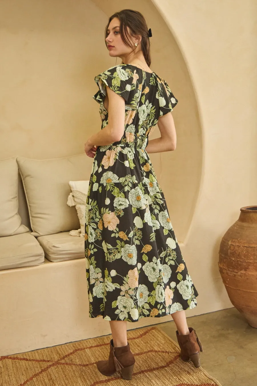 Eden Floral Midi Dress (S-3X) sold by Valencia Boutique product image thumbnail 4