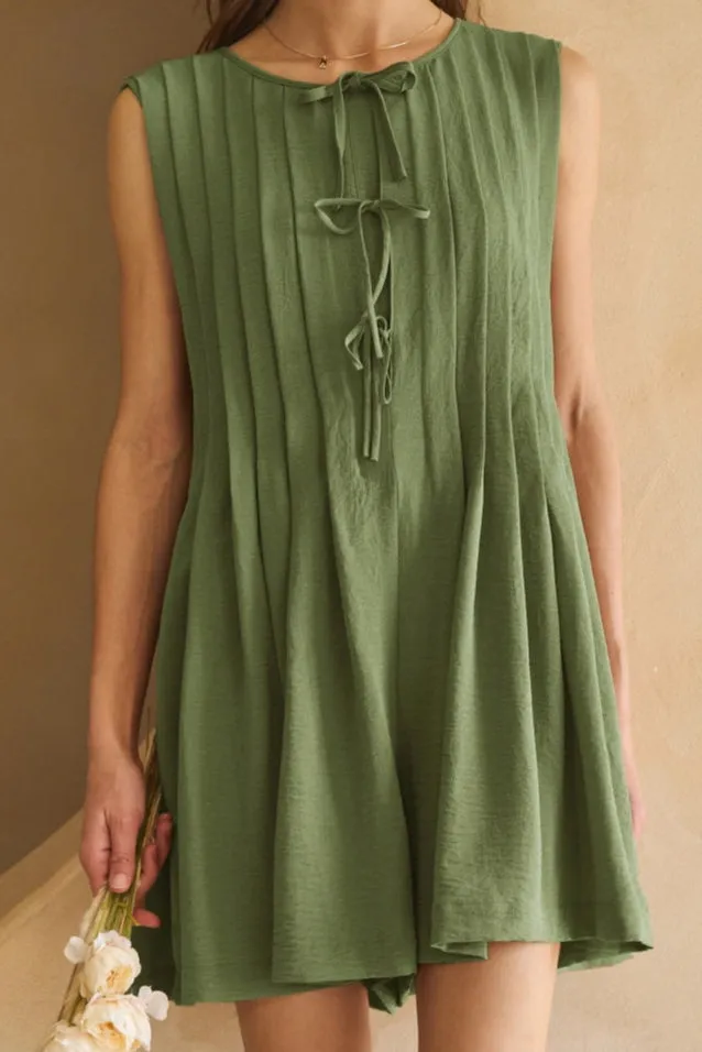 Pleated Sleeveless Romper (S-3X) sold by Valencia Boutique product image thumbnail 3