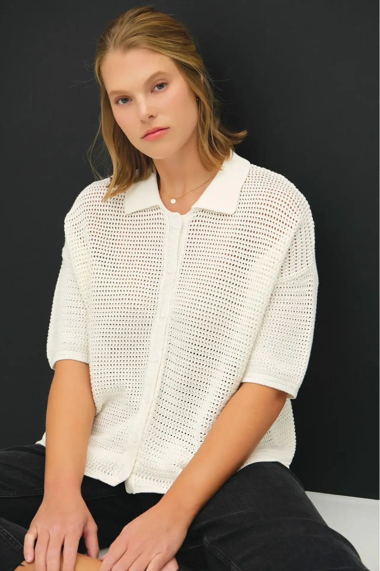 CURVE Crochet SS Top sold by Valencia Boutique