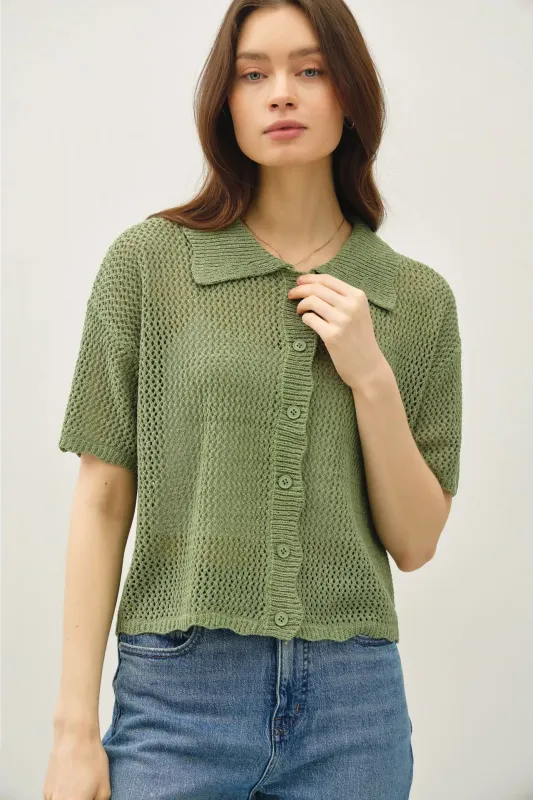 Crochet Knit SS Top sold by Valencia Boutique