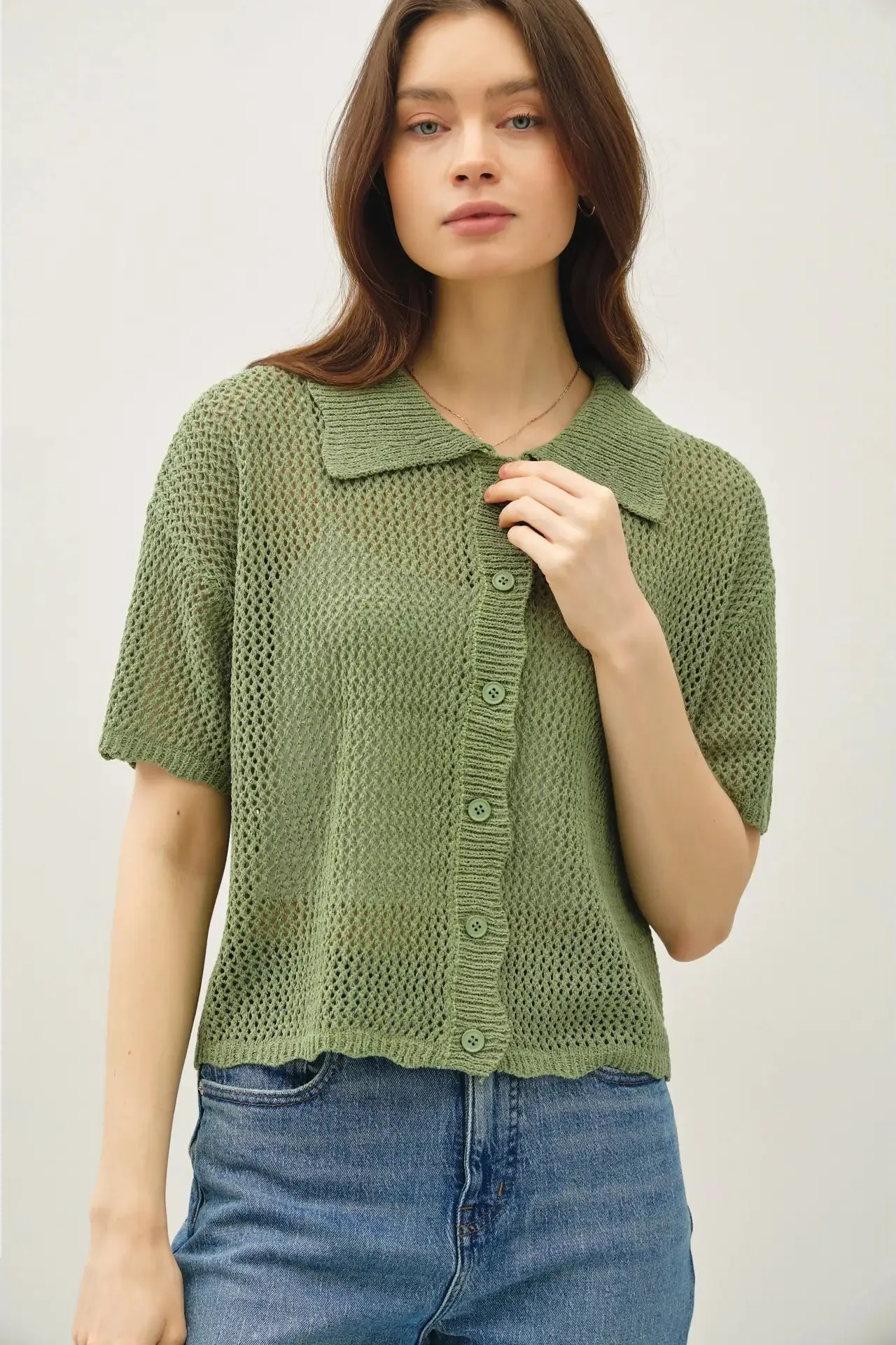 Crochet Knit SS Top sold by Valencia Boutique