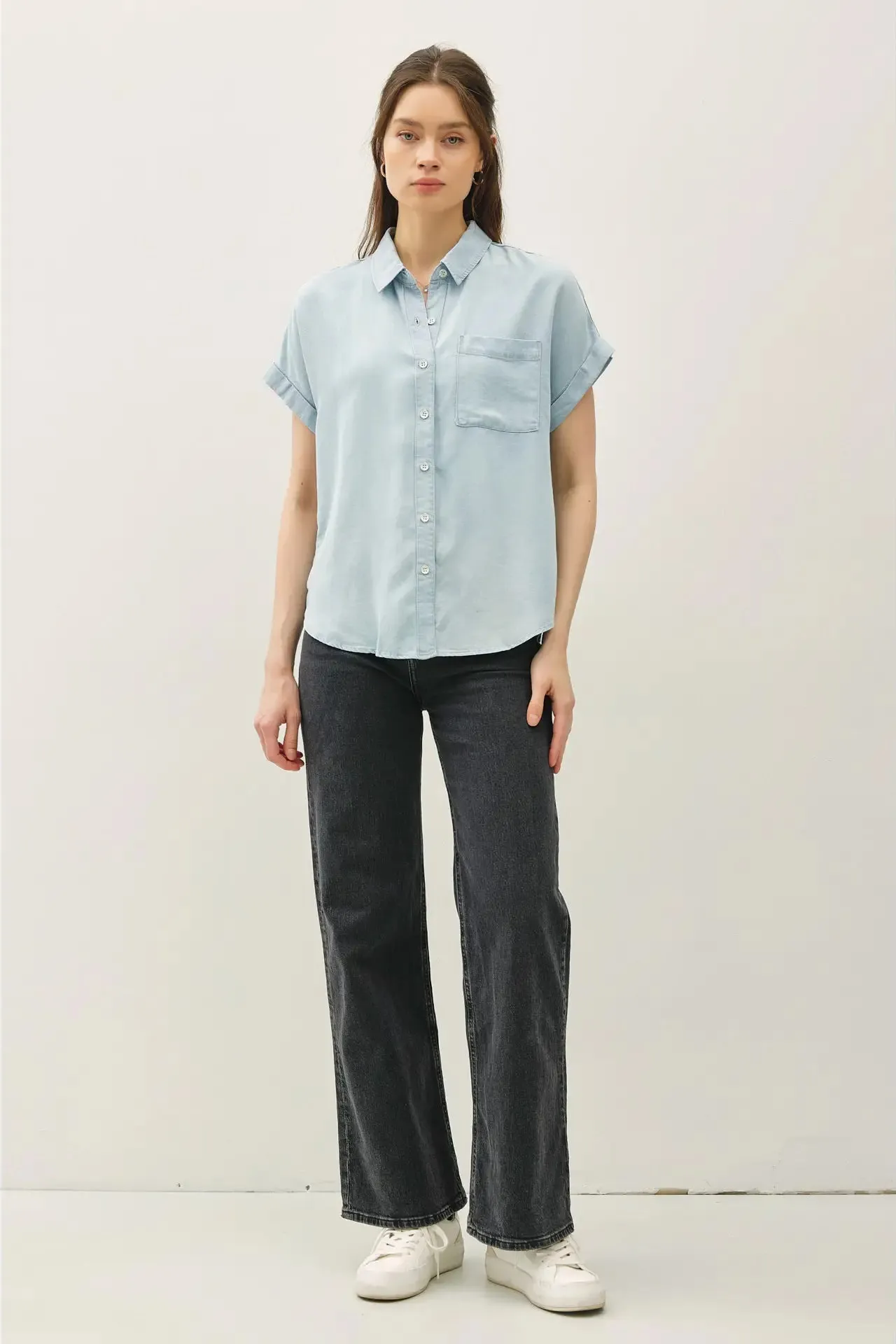 Chambray SS Shirt sold by Valencia Boutique product image thumbnail 3