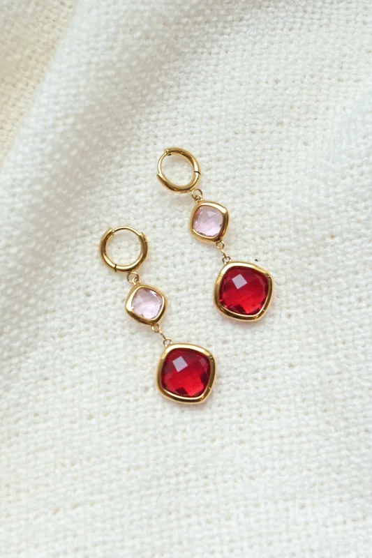 Pink+Red Drop Earring sold by Valencia Boutique