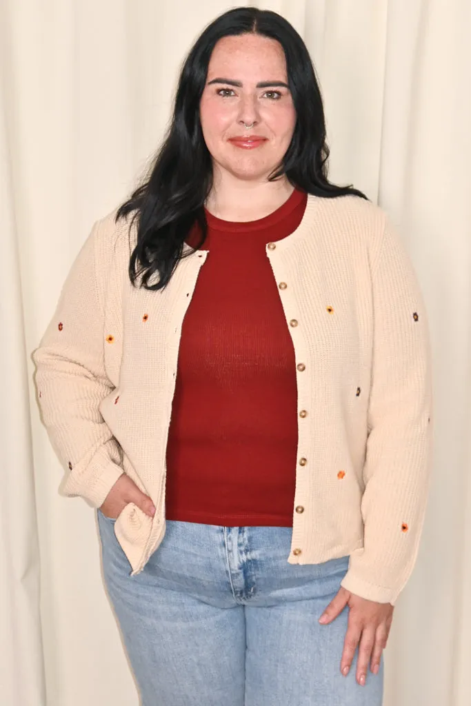 CURVE Floral Embroidered Cardigan sold by Valencia Boutique