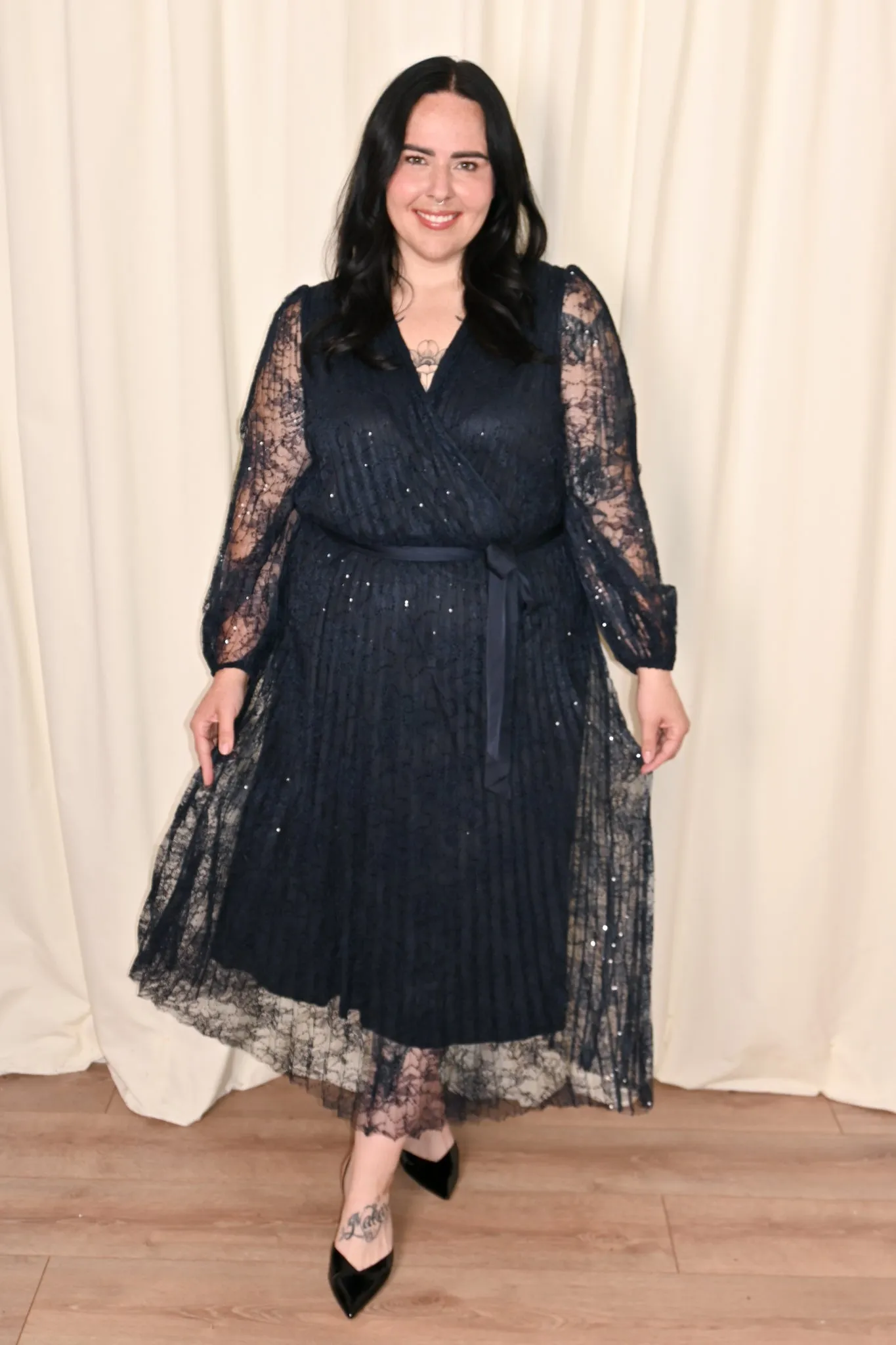 CURVE Lace Sequin Midi Dress sold by Valencia Boutique