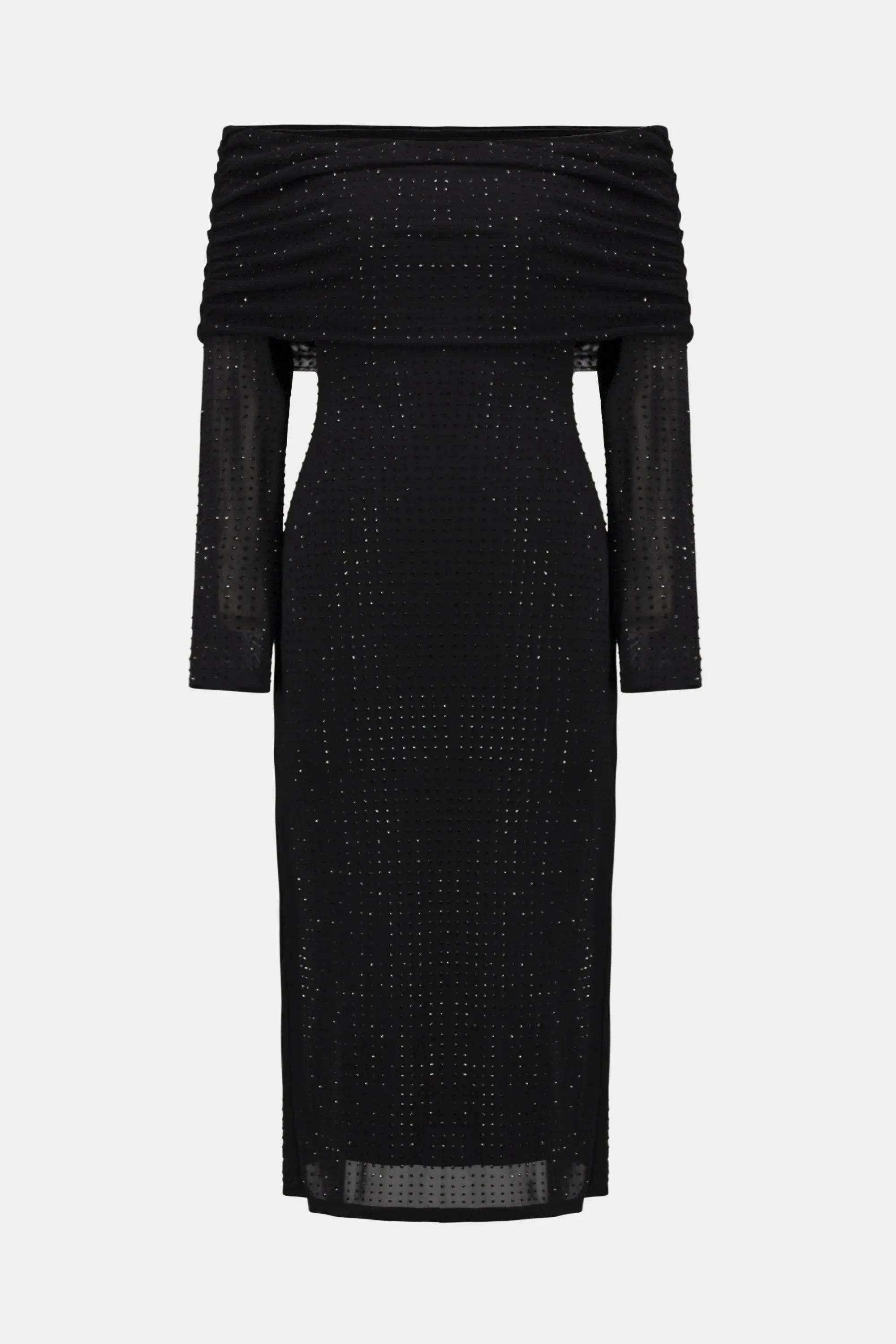 CURVE Rhinestone Mesh Off-Shoulder Midi Dress sold by Valencia Boutique product image thumbnail 4