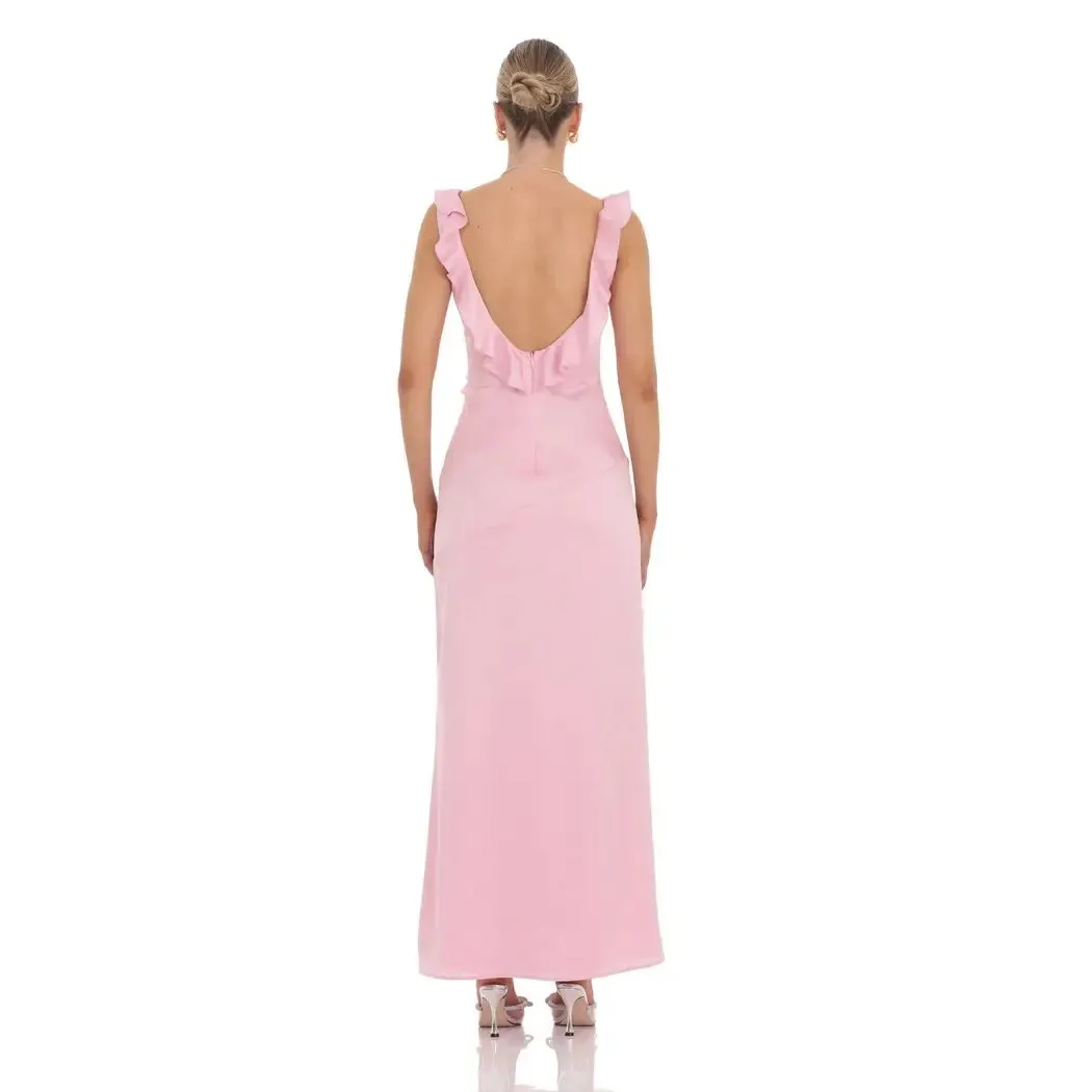 Ruffle V-neck Maxi Dress sold by Valencia Boutique product image thumbnail 2