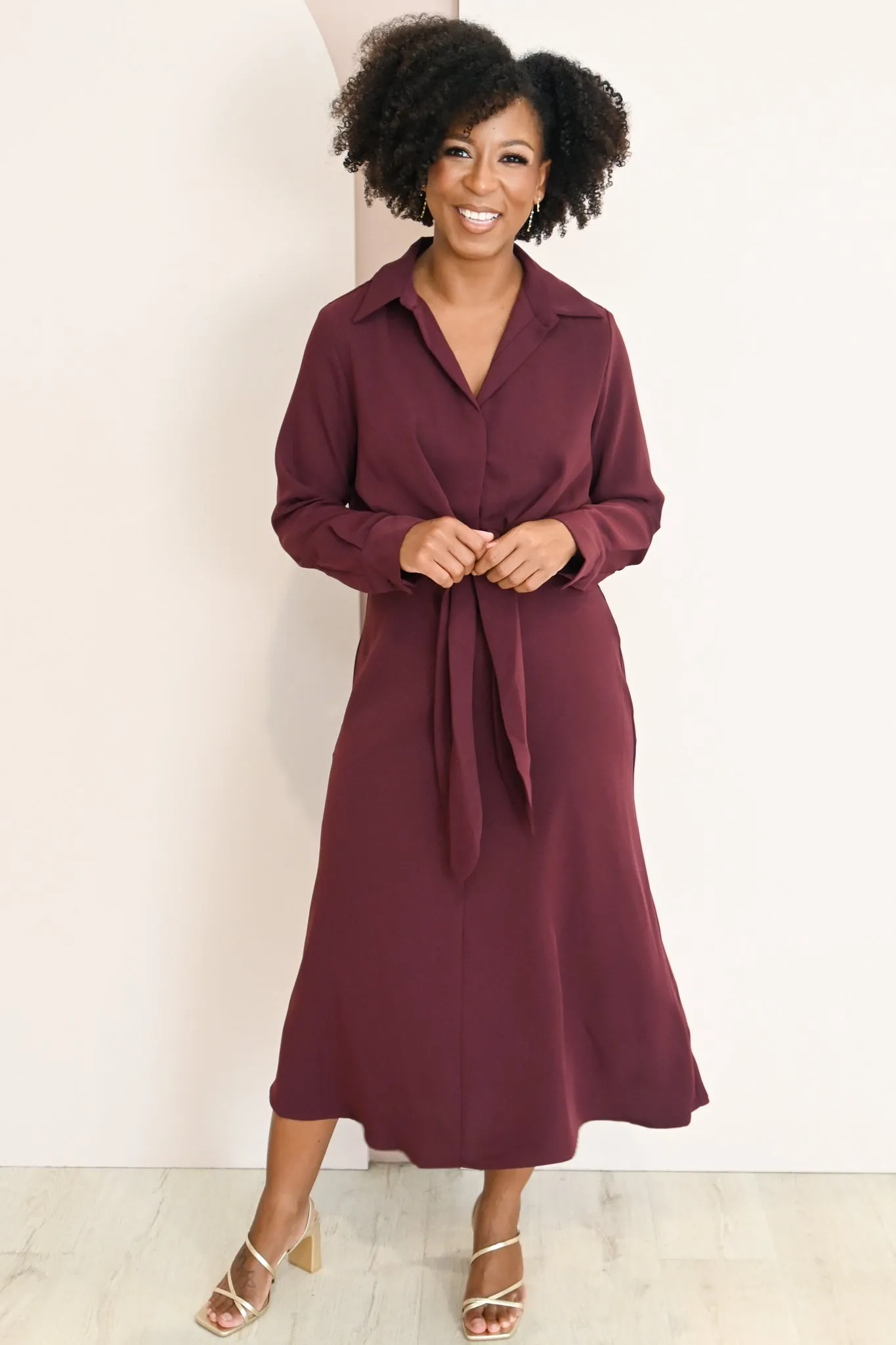 Cressida Tie Front Midi Dress sold by Valencia Boutique