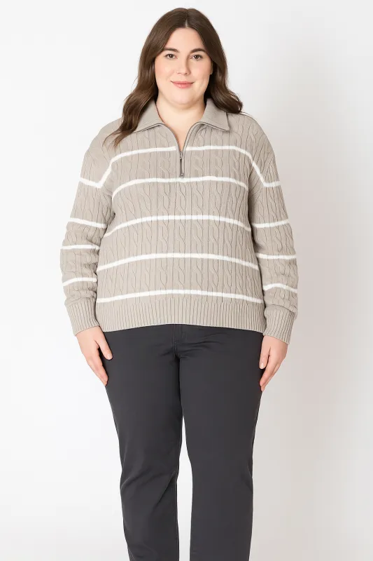 CURVE Striped Qtr Zip Pullover sold by Valencia Boutique