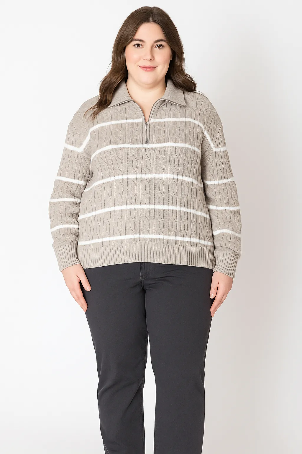 CURVE Striped Qtr Zip Pullover sold by Valencia Boutique