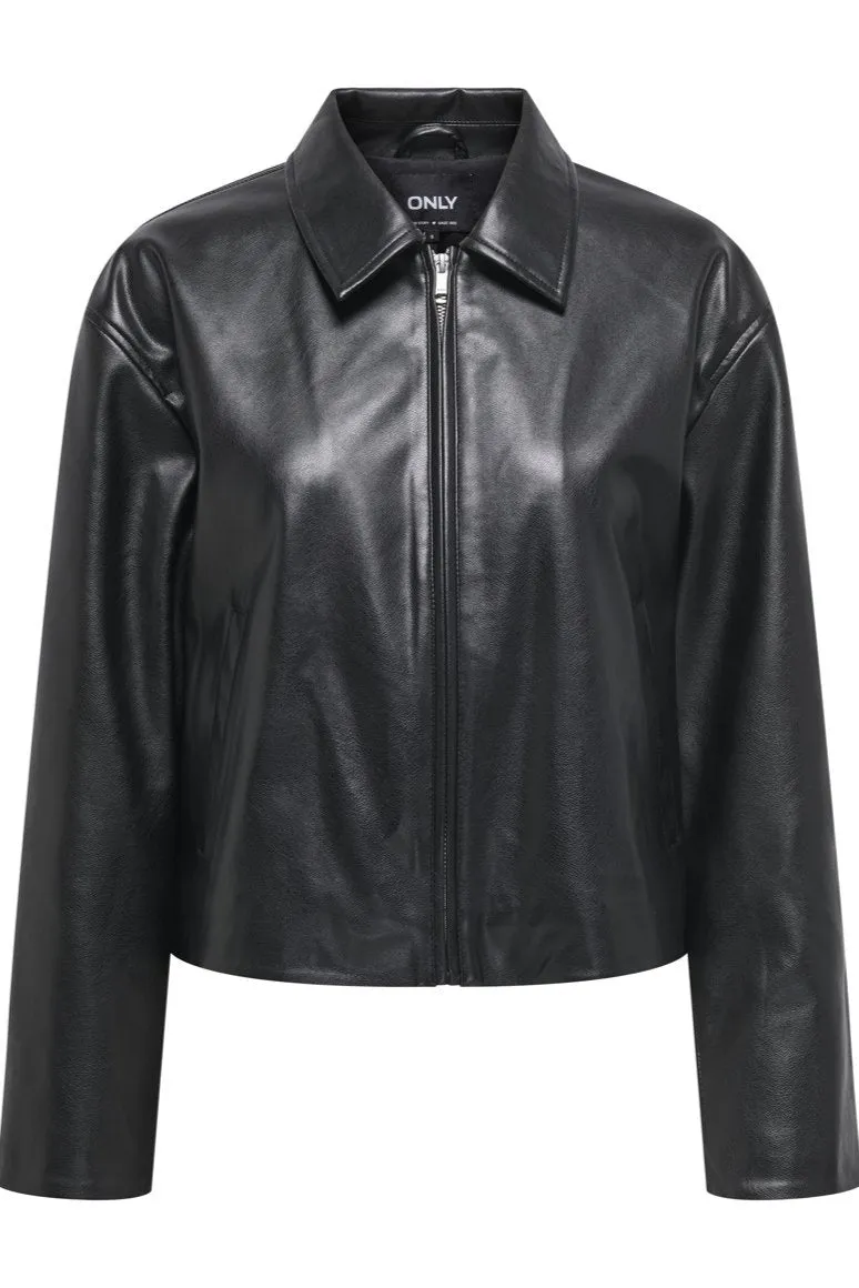 Faux Leather Zip Jacket sold by Valencia Boutique