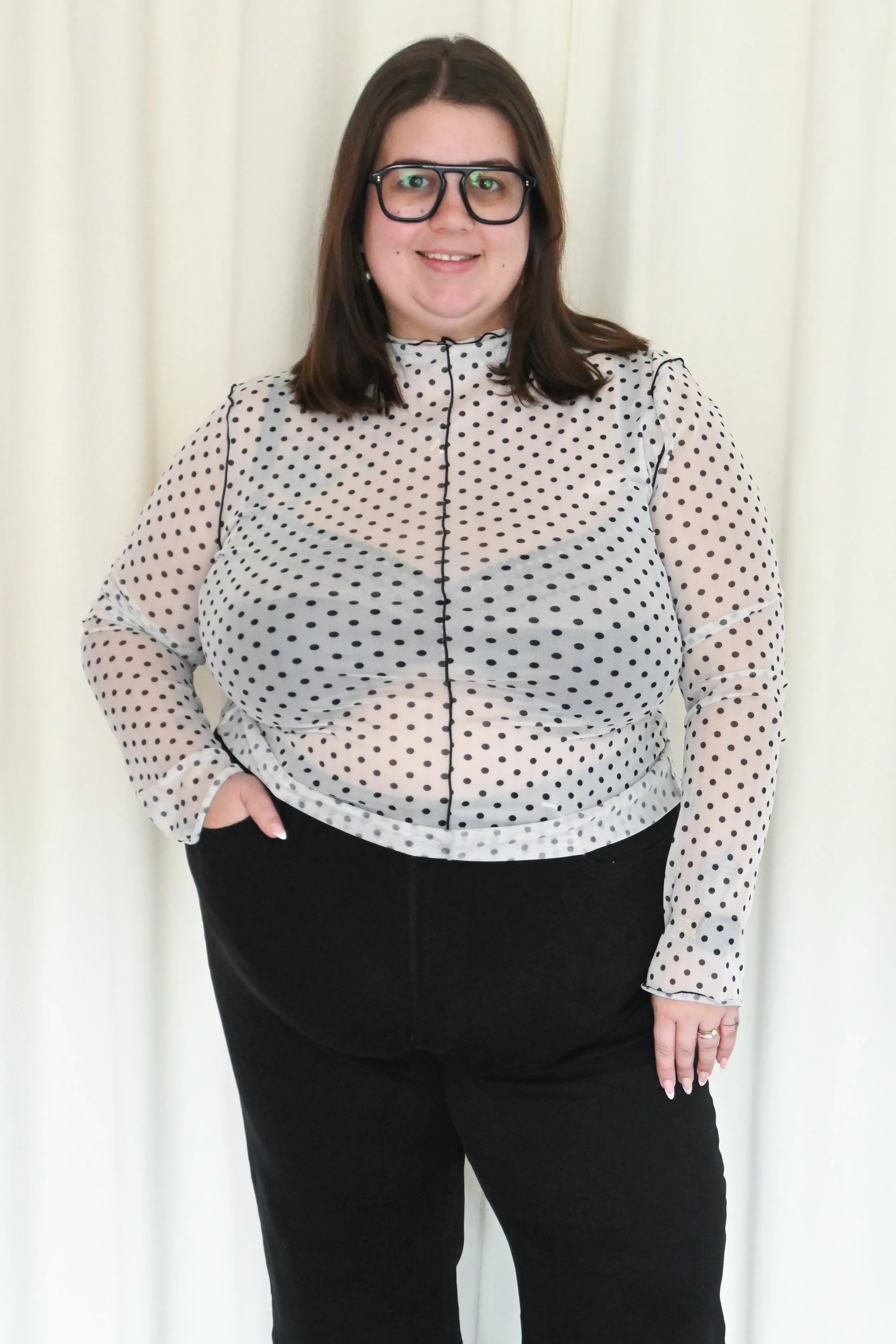 CURVE Polka Dot Sheer Top sold by Valencia Boutique product image thumbnail 2