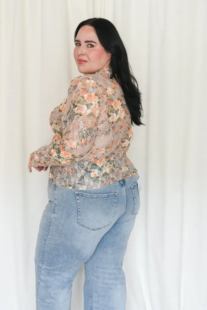 Lace FLoral LS Top (S-3X) sold by Valencia Boutique product image thumbnail 2