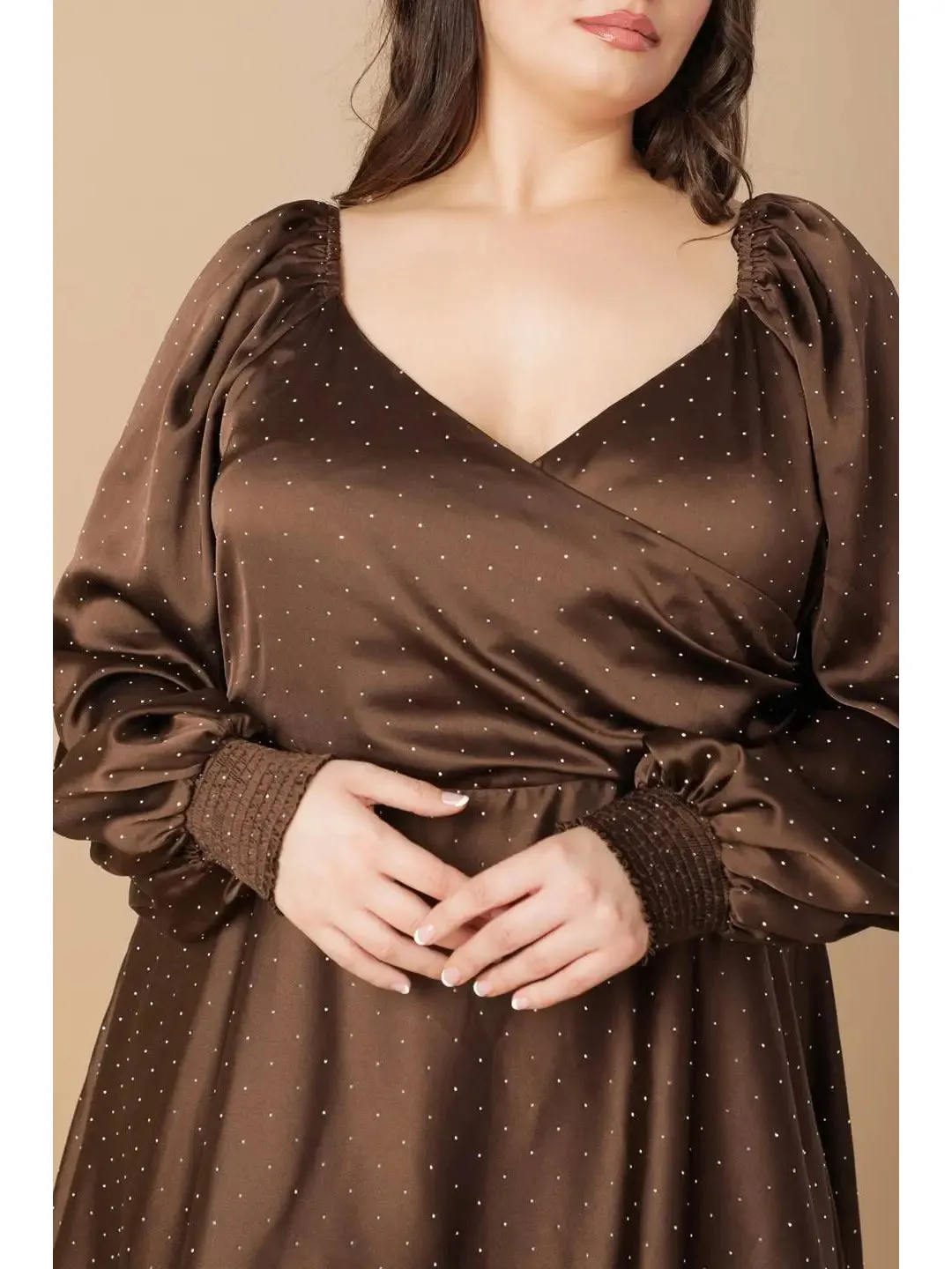 CURVE Chocolate Rhinestone Midi Dress sold by Valencia Boutique product image thumbnail 2