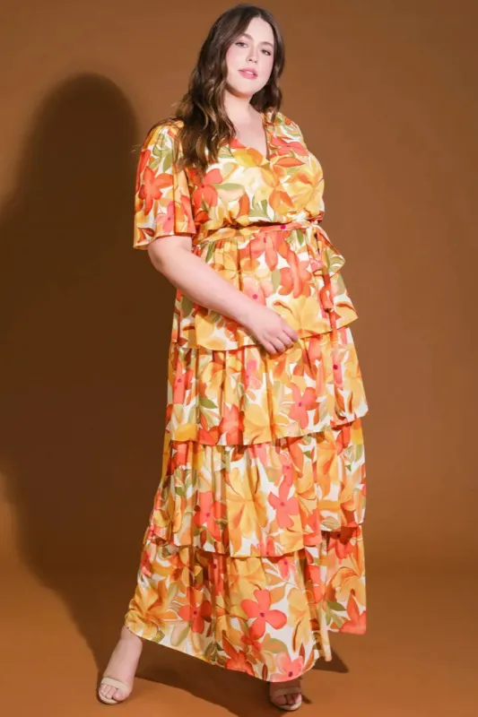 CURVE Tiered Autumn Maxi Dress sold by Valencia Boutique