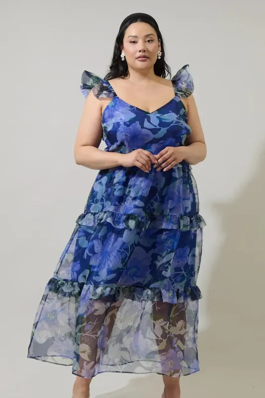CURVE Organza Floral Midi Dress sold by Valencia Boutique