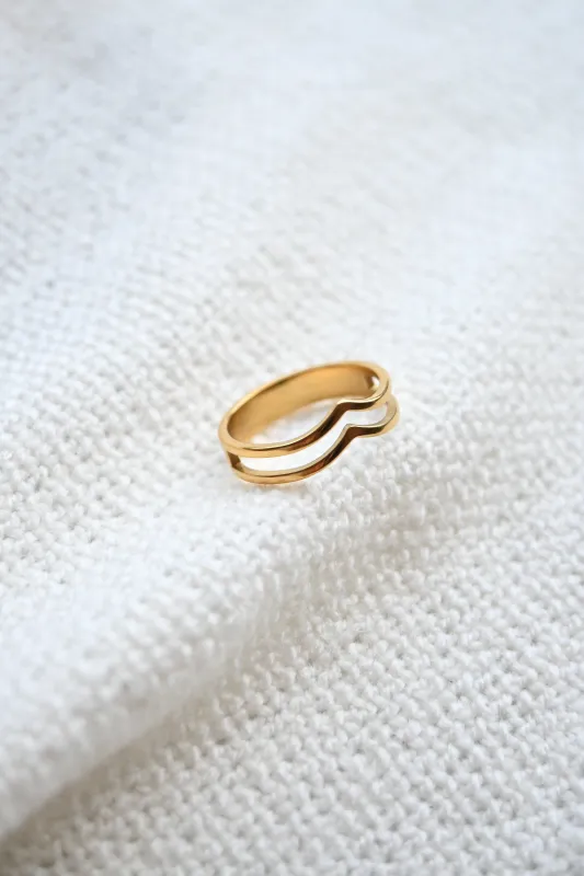 Double Wave Ring (7-10) sold by Valencia Boutique