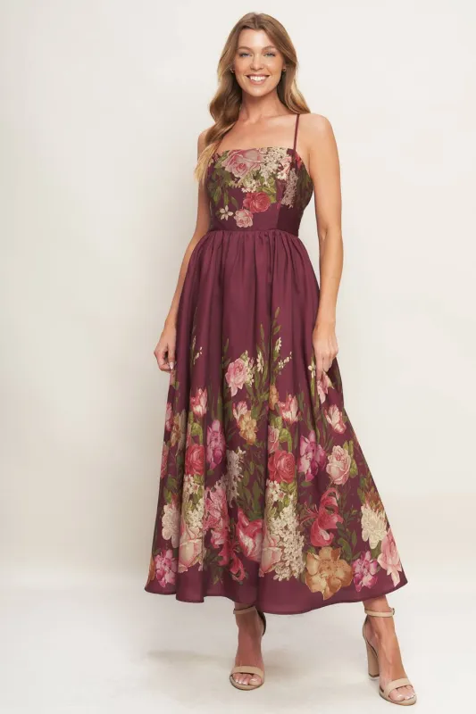 Fall Floral Midi Dress sold by Valencia Boutique