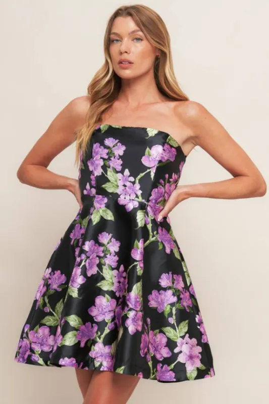 Floral Strapless Mini Dress sold by Valencia Boutique