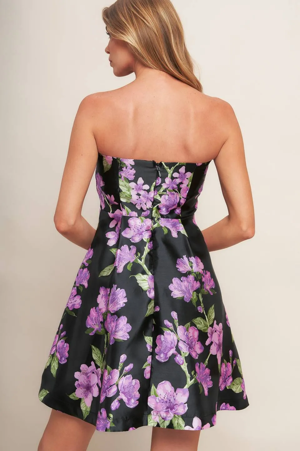 Floral Strapless Mini Dress sold by Valencia Boutique product image thumbnail 2