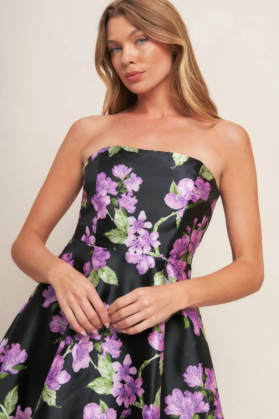 Floral Strapless Mini Dress sold by Valencia Boutique product image thumbnail 3